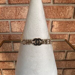 Black & Gold Letter Bracelet with Bold Center Medallion